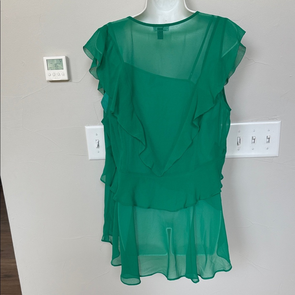 Chelsea28 Emerald Ruffle Blouse - Picture 5 of 6